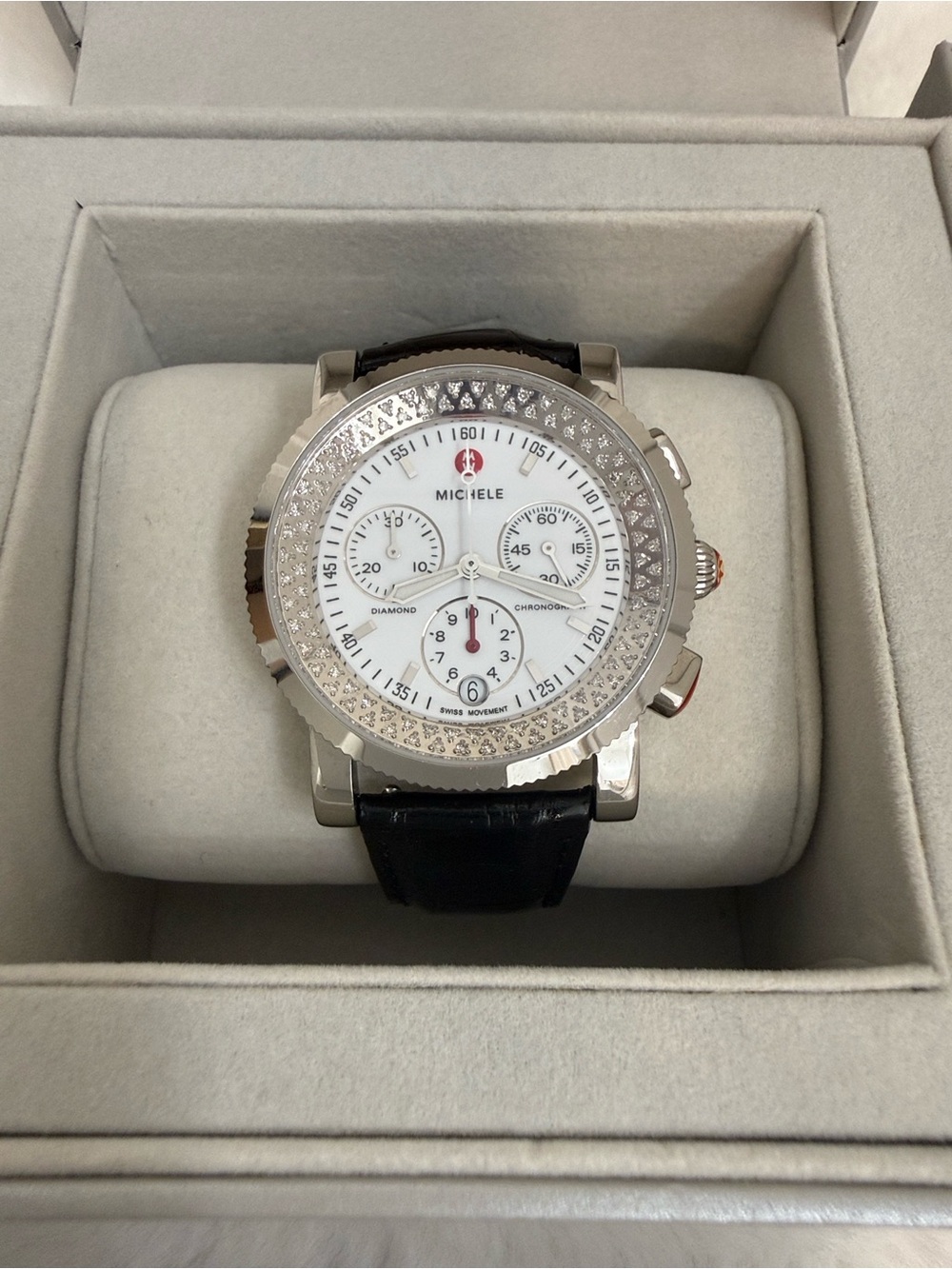 Michele Sport Sail Diamond Stainless Steel Watch